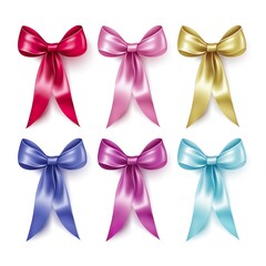 ribbon bow and curl isolated on white background - obrazy, fototapety, plakaty