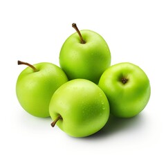Green granny smith apple on white background