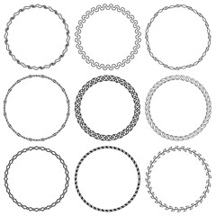 Set of decorative vintage openwork circle frames. Ornate round border on white background. Classic style pattern. Vector illustration - obrazy, fototapety, plakaty