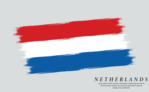 Netherlands flag brush vector background. Grunge style country flag of Netherlands brush stroke isolated on white background