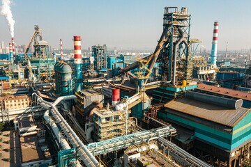 Aerial view of the Wuhan Iron and Steel Plant in the early morning hours.