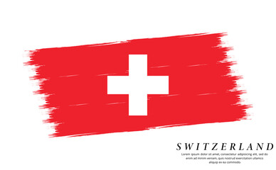Obraz premium Switzerland flag brush vector background. Grunge style country flag of Switzerland brush stroke isolated on white background