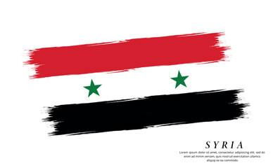 Syria flag brush vector background. Grunge style country flag of Syria brush stroke isolated on white background