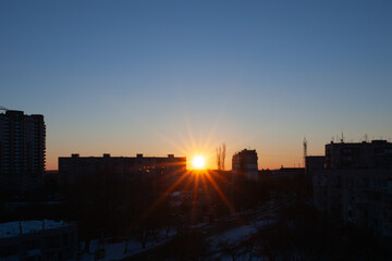 Naklejka premium Sunset in the city