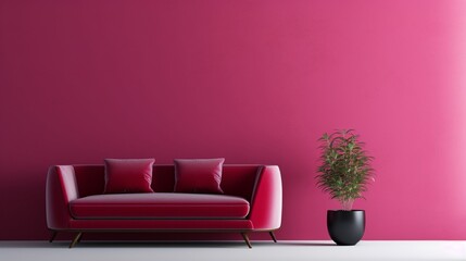 Comfortable Pink Living Room with Cozy Sofa and Cushions generated by AI tool 