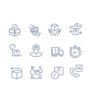 Delivery business line icons vector design
