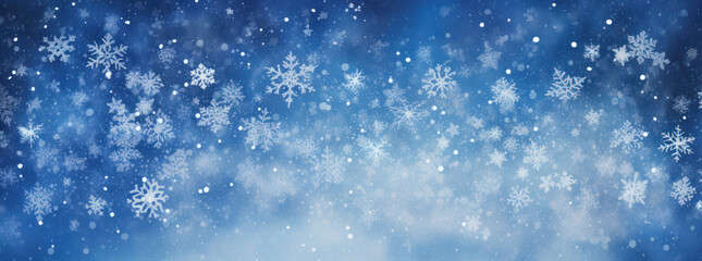 Obraz premium Snowfall on Blue Background