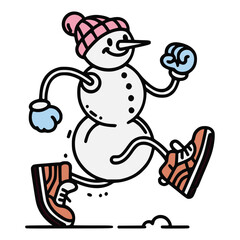 Groovy retro snowman cartoon characters,Christmas vector comic illustrations with snowman.
