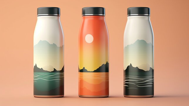 PSD minimal reusable water bottle design mockup.Generative AI