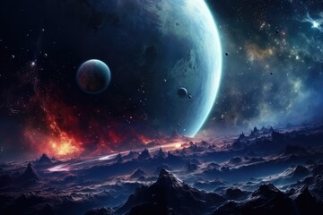 Fantasy alien planet in deep space. Elements of this image furnished by NASA, Planets and galaxy,...