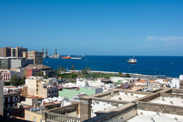 Town and harbor in Las Palmas on Gran Canaria, Spain