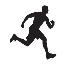 Fototapeta na wymiar black silhouette of an Athlete in a dynamic pose
