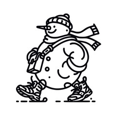 Groovy retro snowman cartoon characters,Christmas vector comic illustrations with snowman.