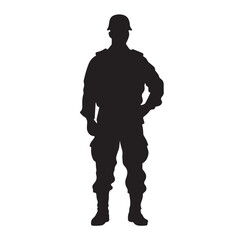 black silhouette of Soldier in uniform