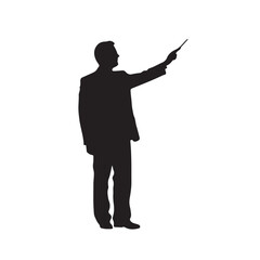 black silhouette of Teacher with a pointer