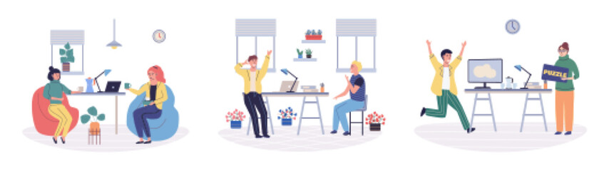 People relaxing vector illustration. Relaxation is key component enjoyable and carefree life Calmness and peace are essential for persons well being People seek comfort and relaxation in various ways
