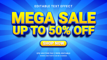 Mega sale promo 3d editable text effect