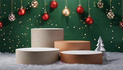 Podiums to display products for christmas