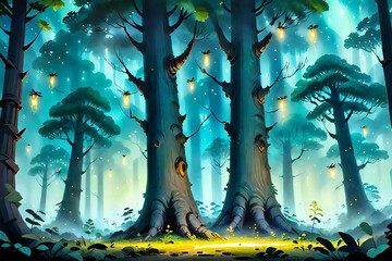fairy background,2D cartoon background.