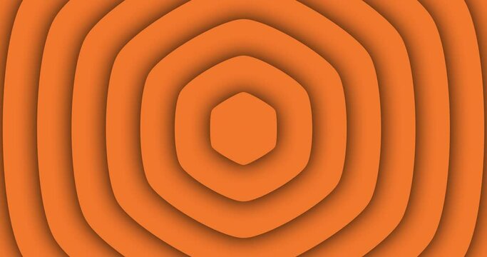 orange color Hexagon slowly growing from center. Seamless loop animation. Abstract motion graphics background.