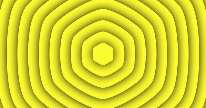 Yellow color Hexagon slowly growing from center. Seamless loop animation. Abstract motion graphics background.