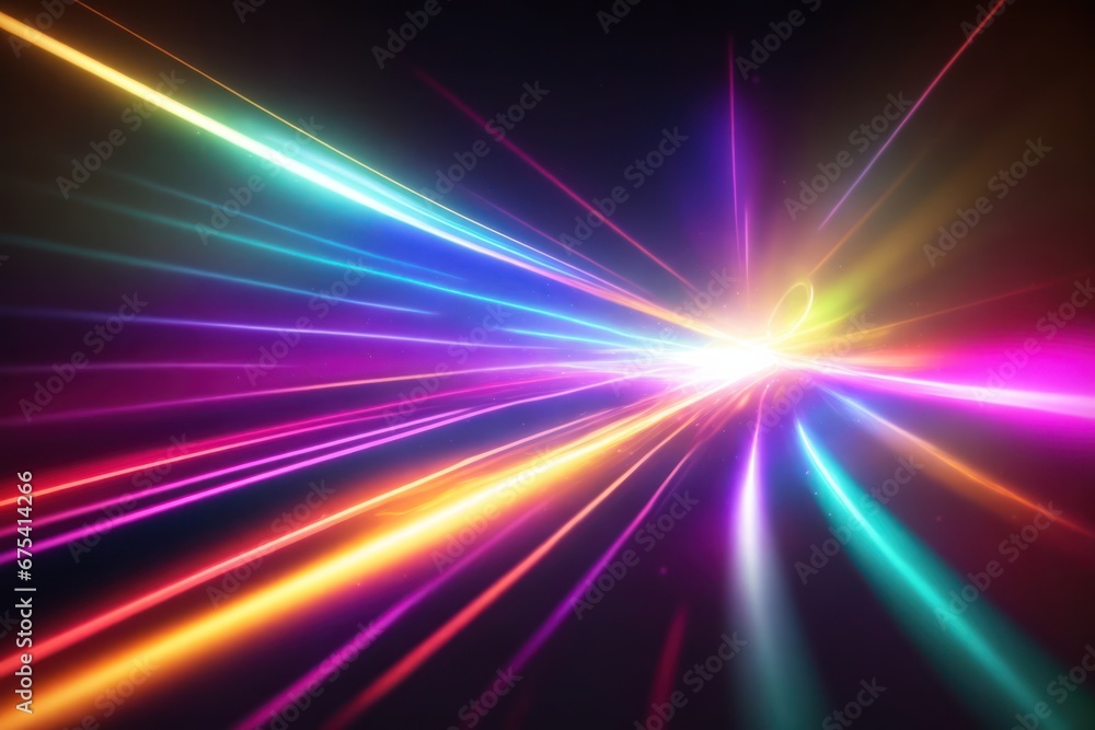 Poster colorful glowing 3d render motion line of speed. ai generative