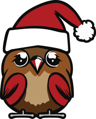 Grumpy Christmas Bird wearing Santa Hat