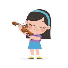 A Cute Girl playing violin and singing happily.
