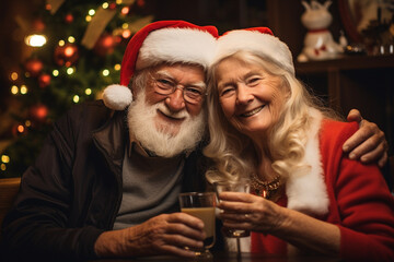 Obraz na płótnie Canvas Happy senior couple celebrating Christmas