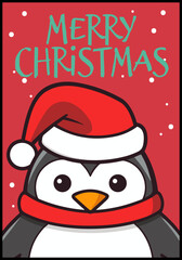Winter Animals Vector on Penguin Christmas Cards: Merry Posters