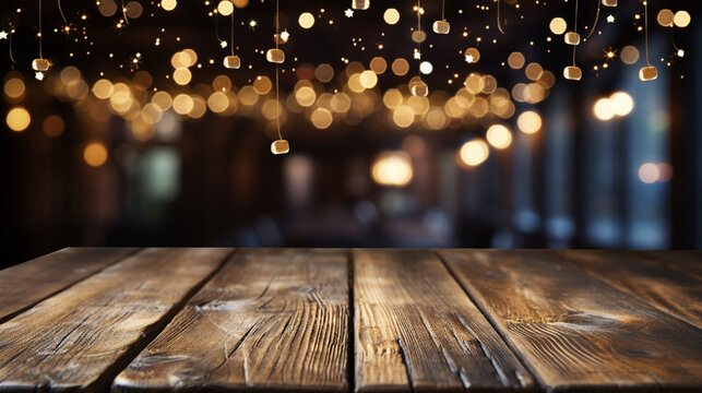 christmas lights on table HD 8K wallpaper Stock Photographic Image