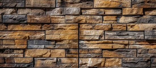 The vintage background showcased the intricate details of the textured stone brick wall highlighting the retro architectural beauty of the material in a macro view