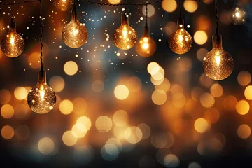 Fotobehang Abstract Art backgrond gold Sparkling Lights Festive background with texture. Abstract Christmas twinkled bright bokeh defocused and Falling stars. © Tjeerd