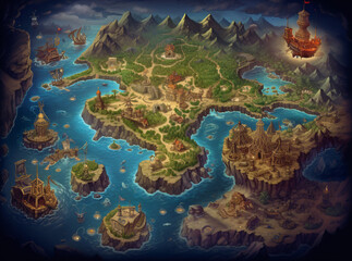 A good adventure game map or treasure map. A card that can lead you to good fun and something interesting. digital Ai