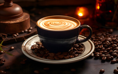 coffee beans and cup
