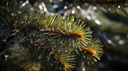 Naklejka na ściany i meble christmas tree branches HD 8K wallpaper Stock Photographic Image