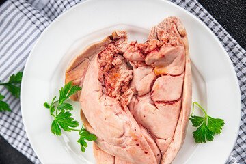 fish roe raw fish caviar fish entrails edible seafood fresh eating cooking appetizer meal food snack on the table copy space food background rustic top view