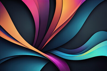 Colorful abstract painting with wavy shapes