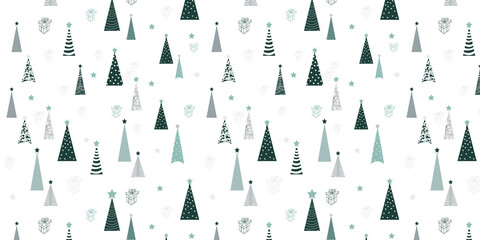 Seamless pattern with Christmas trees in Scandinavian style. 