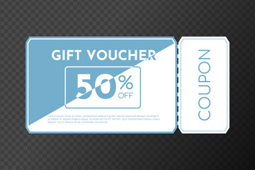 Coupon 50 percent off.Promotion sale. Coupon fashion ticket card. Coupon discount. Vector illustration EPS10