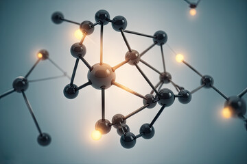 Obraz premium Glowing blue molecular structure in laboratory research