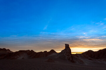 Salt formations and sand dunes at Valle de la Muerte, San Pedro de Atacama, Atacama desert, Antofagasta Region, Chile