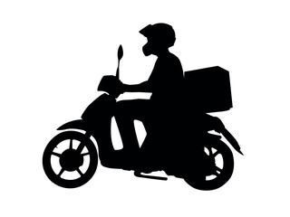 courier on a scooter. Food delivery. Pizza