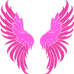 Angel wings pink silhouette vector illustration.