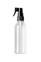 Empty mock-up spray bottle of setting spray on an isolated white background.