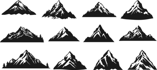 Poster Abstract mountains black silhouette art. Nature landscape vector illustration. © Iryna