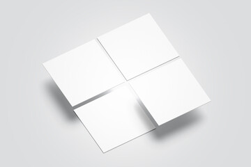 Square Business Card Mockup 3D Rendering