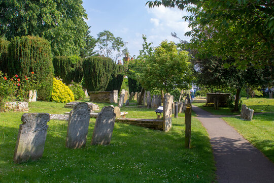 4 June 2023 The beautiful old cemetary with ancient headstones in the grounds of Holy Trinity C of E church in Cookham village, Berkshire England