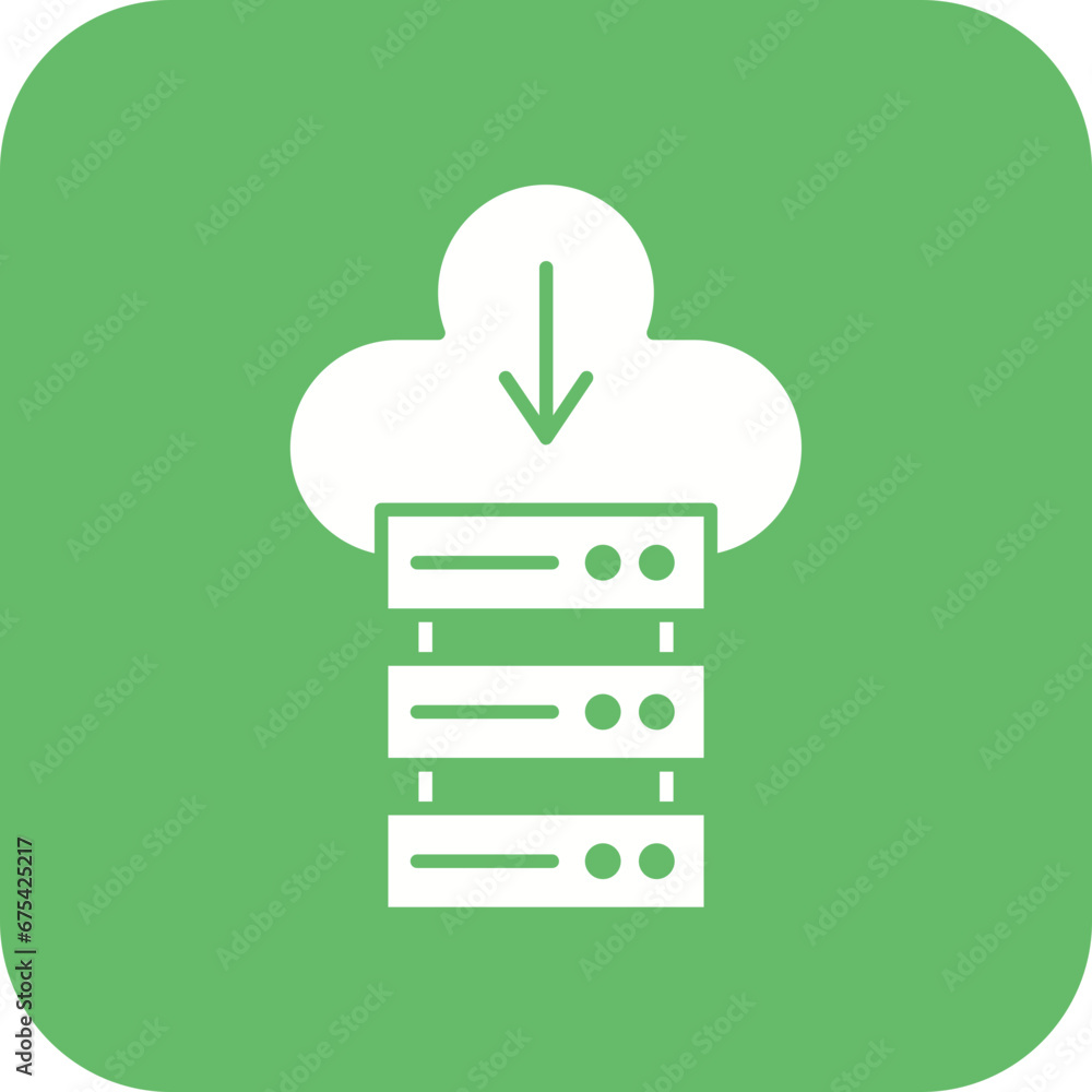 Poster cloud database line color icon