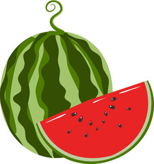 Watermelon Illustration, watermelon slice, ripe watermelon, fruit clipart 